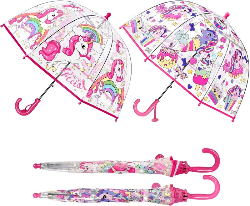 RONIARE 2 Pack Kids Clear Umbrellas for Rain Dome Bubble Umbrella Windproof for Toddler Boys Girls - Image 3
